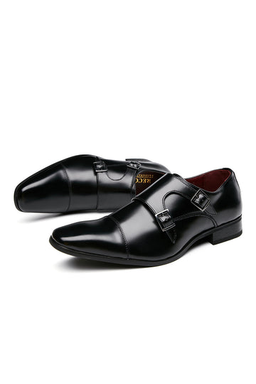 svart munk stropp menns skinn slip-on kjole sko